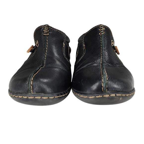 Clarks Slip On Loafers Shoes sz 8 M‎ Women Ashland Glow Leather Black Un Loop - Picture 4 of 10
